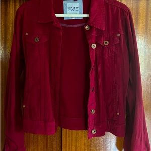 Burgundy denim jacket